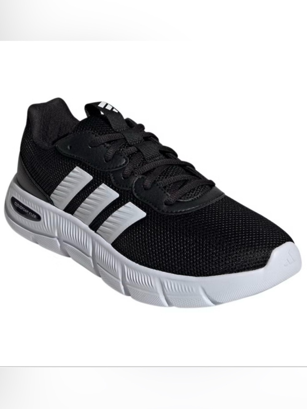 adidas Cloudfoam flex laces Black and White Women's Athletic Running Sneakers